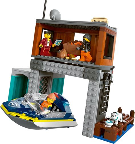 Lego 60417 Police Speedboat And Crooks Hideout Lego City Set For