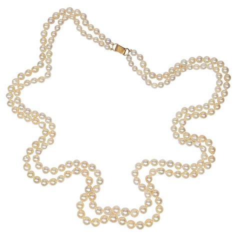 Double Strand Akoya Pearl Necklace Lavish Midcentury At Stdibs