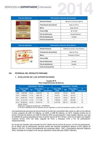 PROMPERU Perfil Quinua Canada 2014 PDF