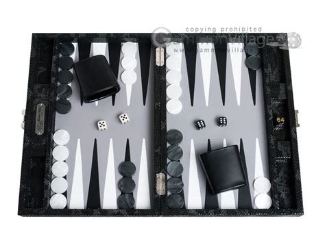 Hector Saxe Python Leather Travel Backgammon Set - Black - Travel Backgammon Sets - Backgammon ...