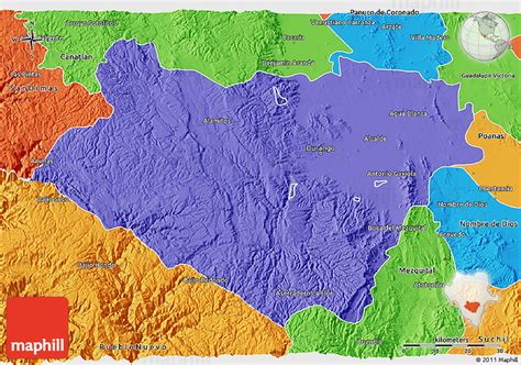 Political 3D Map of Durango