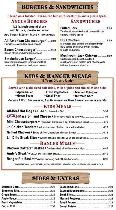 Menu At Texas Roadhouse Bbq Bedford Crystal Springs