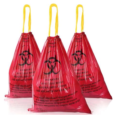 Biohazard Waste Disposal Bags With Drawstring X Inch