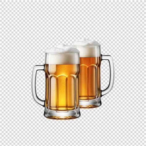 Premium Psd Two Beer Mugs Isolated On Transparent Background