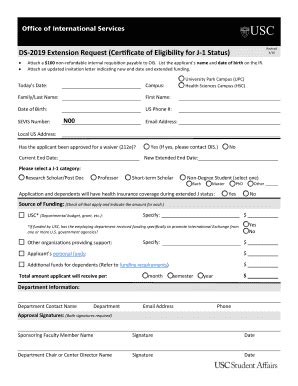 Fillable Online DS 2019 Extension Request Certificate Of Eligibility