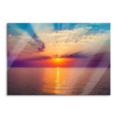 Haus Am Meer Glasbild Wandbild Auf Echtglas Meer Im Sonnenaufgang