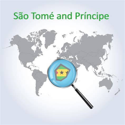 Premium Vector Magnified Map Sao Tome And Principe With The Flag Of