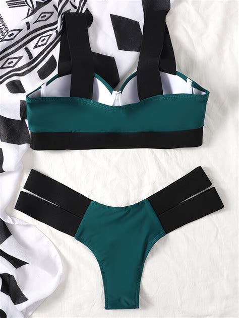 Rivertrip Sexy Push Up Bikini Set Women Cut Out Swimwear New Solid