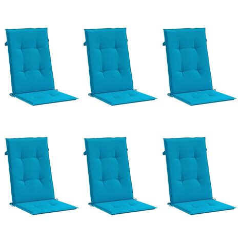 Coussins De Chaise De Jardin 6 Pcs Bleu 120x50x4 Cm Jardin Secret