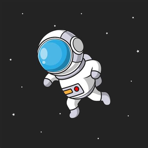 Dibujos Animados De Astronauta En El Espacio Ultraterrestre Vector Premium