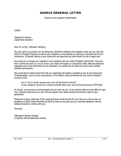 Rental Lease Renewal Letter Collection - Letter Template Collection