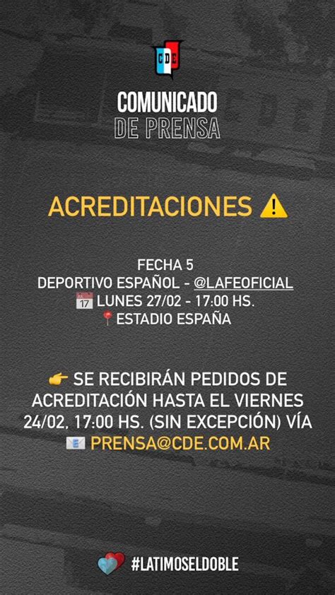 Deportivo Español on Twitter Información importante