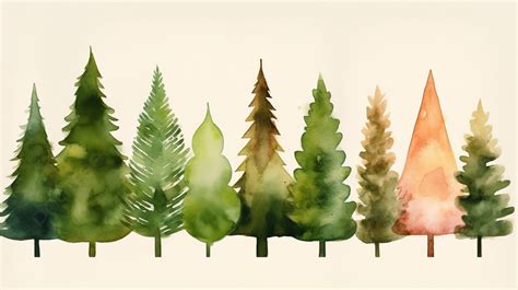 Watercolor Pine Trees By Eliz Background, Christmas Tree Picture ...