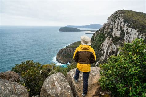 Trekking in Tasman Peninsula, Tasmania, Australia. Stock Image - Image ...