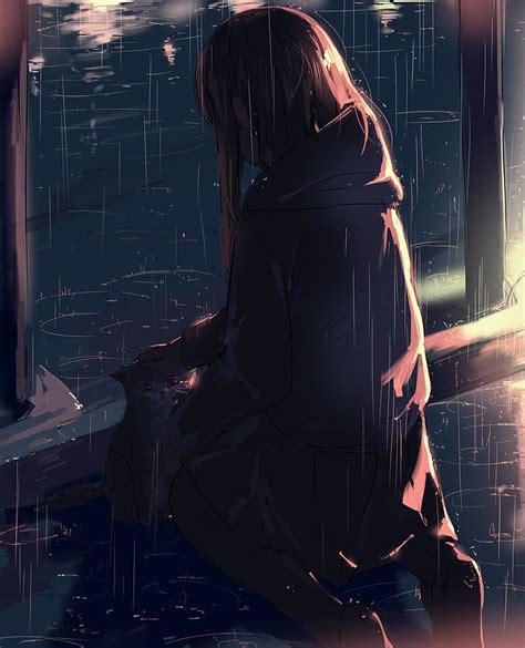 HD wallpaper: anime, anime girls, rain, night | Wallpaper Flare