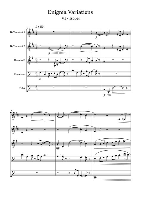 Enigma Variations Vi Ysobel Brass Quintet Arr Edward Fall