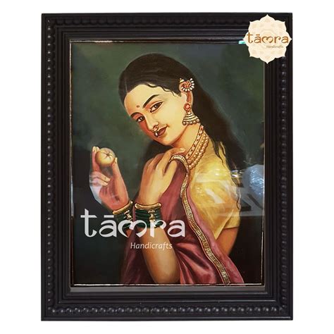 Tanjore Painting Ravi Varma S Ravi Royal Lady Tamra Handicrafts