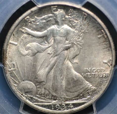 D Walking Liberty Half Dollar Pcgs Ms A Light Pewter Patina