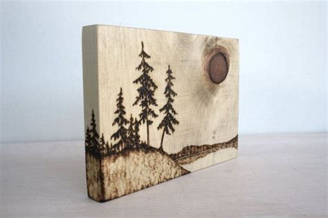 Lakeside Wood Burned Landscape Art Wood Burning Art Wood Art Wood