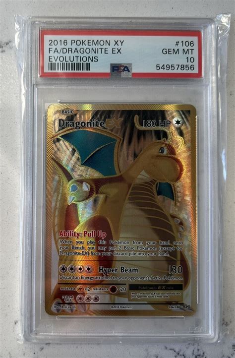 Dragonite PSA 10 2016 Pokémon XY Full Art EX Evolutions Holo Values MAVIN