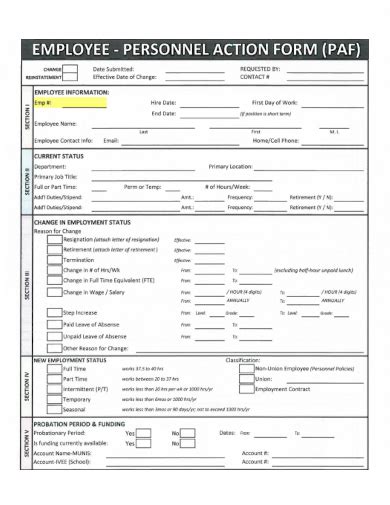 FREE 33 Personnel Action Form Samples In PDF