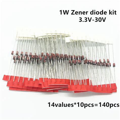 14values 10pcs 140pcs 1W Zener Diode Kit DO 41 3 3V 30V Components DIY