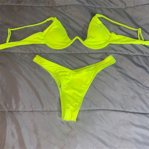 SHEIN Swim Womens Shein Neon Yellow Bikini Size Medium Poshmark