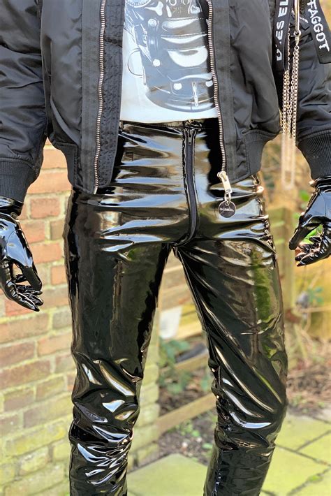 Black Pvc Pants Thru Zip Mens Leather Pants Leather Jeans Latex Men