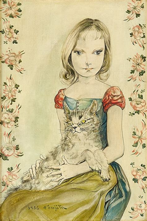 Leonard Tsuguharu Foujita Jeune Fille Au Chat Mutualart