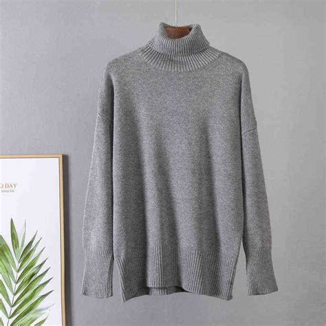 Hirsionsan Turtle Neck Cashmere Winter Sweater Women Elegant Thick Warm