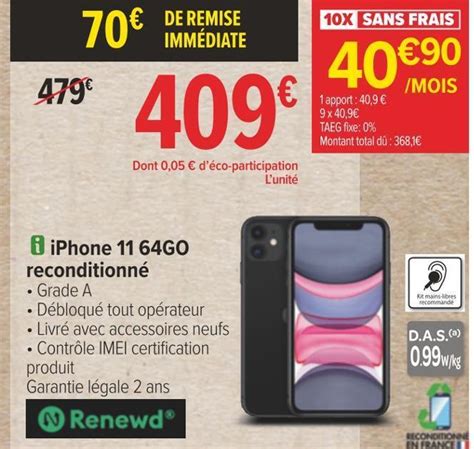 Promo Renewd Iphone Go Reconditionn Chez Carrefour