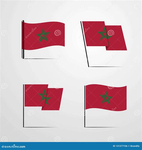 Morocco Waving Flag Set Design Vector Stock Vector Illustration Of