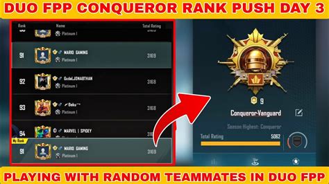 Duo Fpp Conqueror Rank Push Day 3 Playing With Random Teammates In