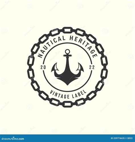 Anchor With Vintage Style Logo Vector Template Design Nautical With