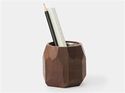 Oakywood Geometric Pen Holder Walnut Houten Pennenpot