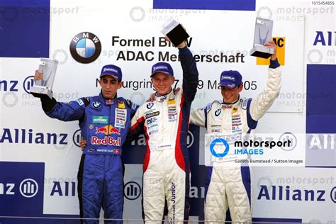 The Podium L To R Sebastien Buemi SUI Muecke Motorsport Second