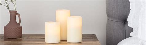 Lights4fun Set Of 3 Real Wax Battery Operated Flameless Led Candles