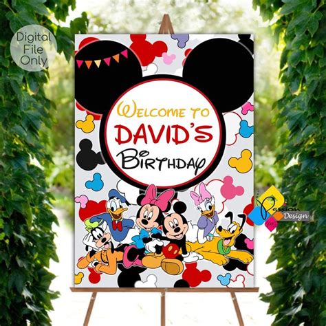 Printable Mickey Mouse And Friends Birthday Welcome Board Custom