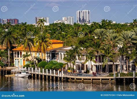 Aerial Photo Of Waterfront Luxury Mansions In Fort Lauderdale Fl Usa