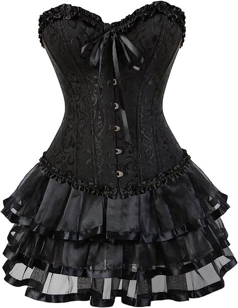 Jutrisujo Korsett Damen Rock Corset Dress Sexy Corsagenkleid Kleid