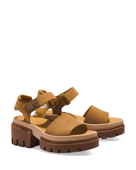 Timberland Everleigh Ankle Strap Sandals In Brown Lyst