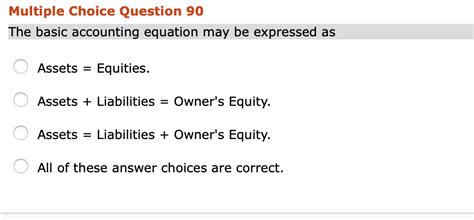 The Accounting Equation Is Assets Liabilities Owner S Equity Quizlet ...