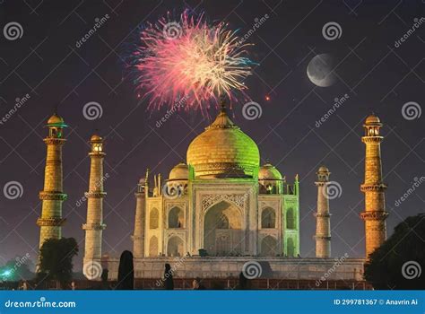 Taj Mahal Fireworks in the Sky. AI Generated Stock Illustration ...