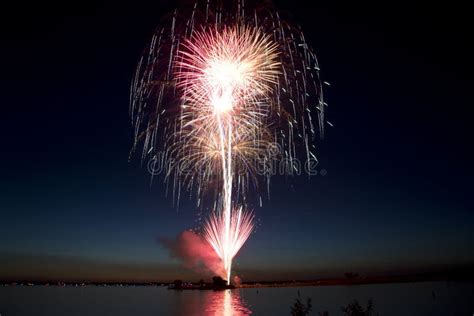 Fireworks at the lake stock image. Image of celebrate - 146150655