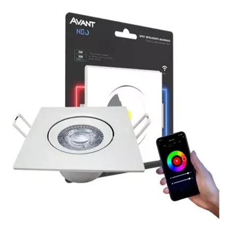 Spot Led Quadrado Avant Neo Wifi Smart Inteligente Rgb W