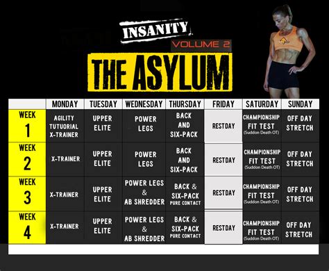 5 Day Insanity Max 30 Workout Calendar For Beginner Fitness And