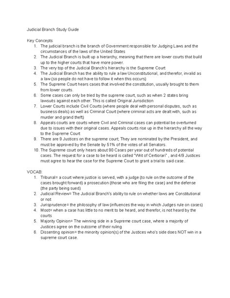 Judicial Branch Study Guide - The judicial branch is the branch of