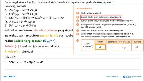 Pada Rangkaian Sel Volta Reaksi Reaksi Di Bawah Ini Dapat Terjadi Pada