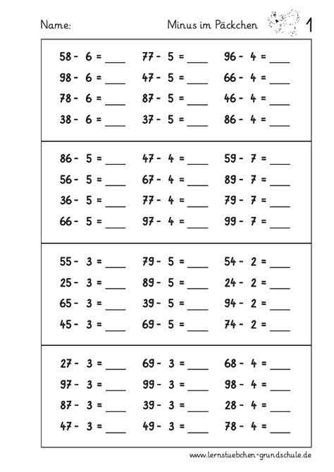 Rechnen Im P Ckchen Subtrahieren Mit Einern Pdf Lernst Bchen