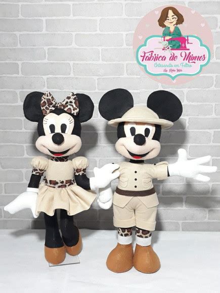 Mickey e Minnie Safári em feltro 30cm Elo7 Produtos Especiais